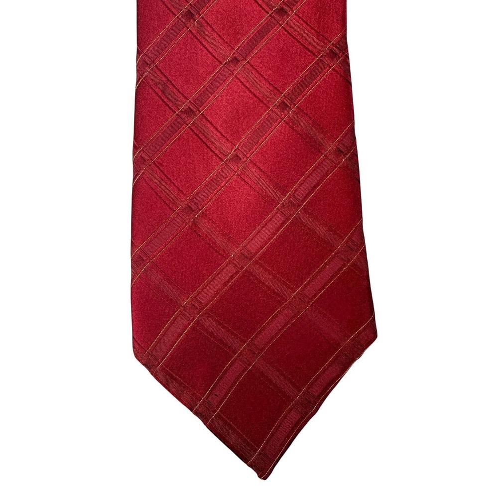 Donald J. Trump Signature Collection Mens Red Plaid Silk Necktie Business 60" - Picture 3 of 10